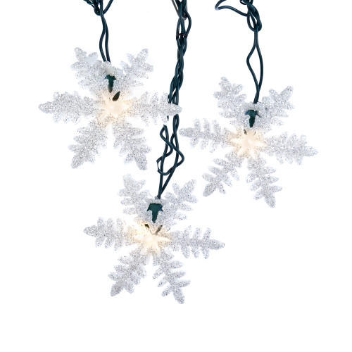 9' UL 10L White Snowflake Light Set