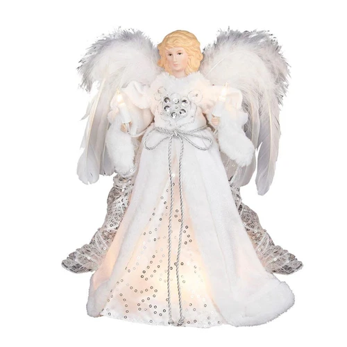 12“ UL 10-Light White and Silver Angel Treetop
