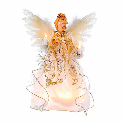 12“ UL 10-Light Ivory and Gold Angel Treetop