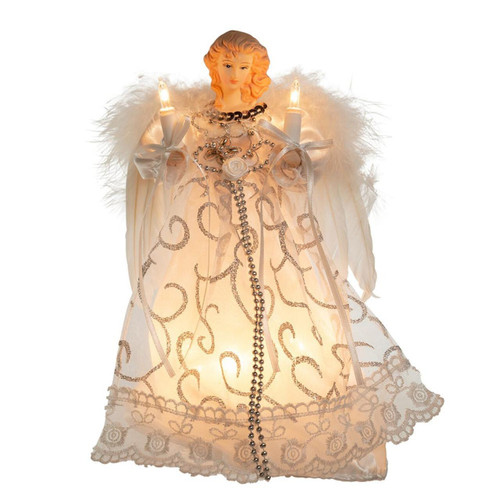 9“ UL 10-Light White and Silver Angel Treetop