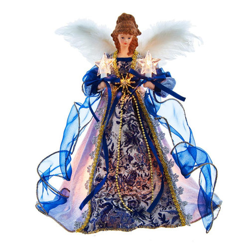12“ UL 10-Light Indigo Blue With Gold Trim Angel Treetop