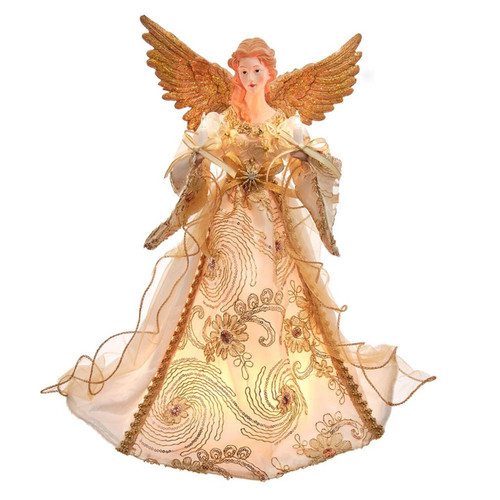 16“ UL 10-Light Ivory & Gold Angel Treetop