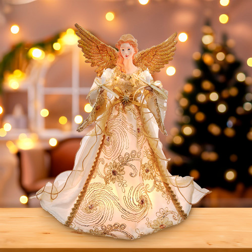 16“ UL 10L Ivory & Gold Angel Treetop
