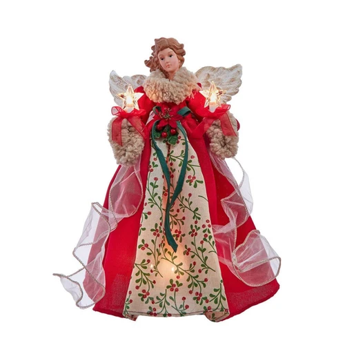 14“ UL 10-Light Red & Green Angel Treetop