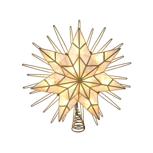14“ 10-Light7-Point LED Gold Glittered Star Tree Top