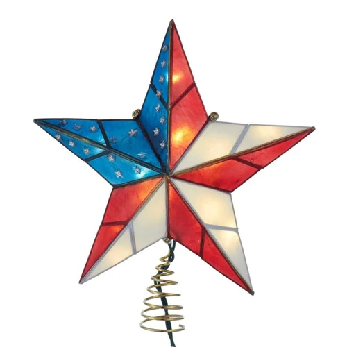 9.84“ UL 10-Light Capiz American Flag Inspired Star Treetop