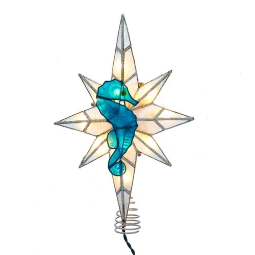 11.4“ UL 10-Light Capiz Bethlehem Star With Seahorse Treetop