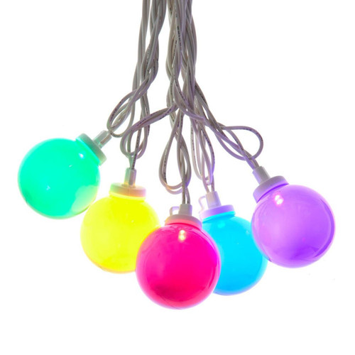 9' UL 10L Multicolor LED Opaque G50 Light Set With White Wire