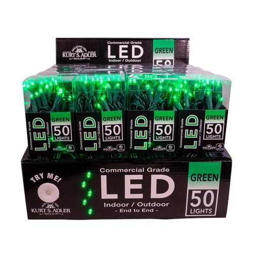 24.5' UL 50L Green 5MM LED Green Wire Light Set