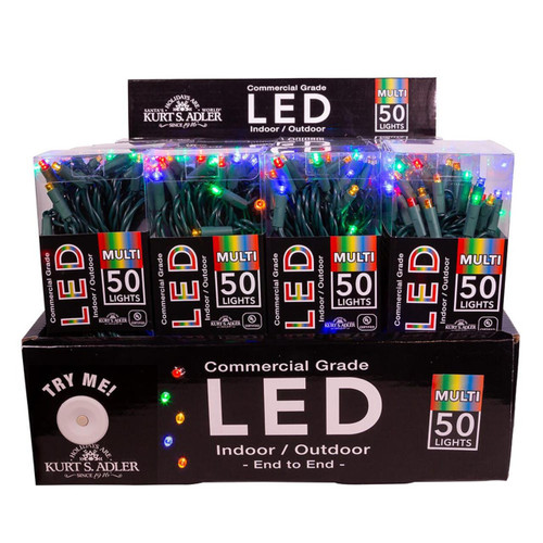 24.5' UL 50L Multicolored 5MM LED Green Wire Light Set