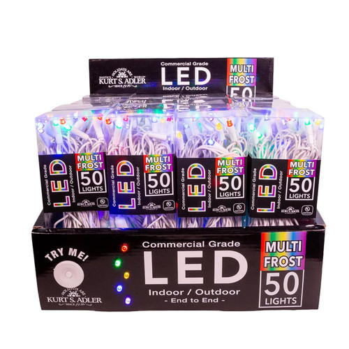 24.5' UL 50L Multicolored Frost 5MM LED White Wire Light Set