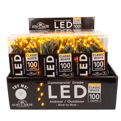 49.5' UL 100L Classic Warm White 5MM LED Connectible Light Set With Green Wire