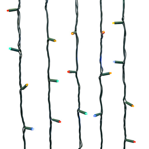 16.3' UL 50L Convex Multicolored 5MM LED Connectible Light Set With Green Wire