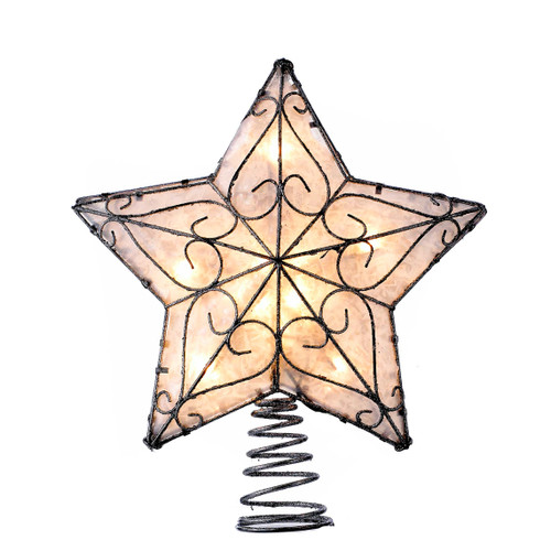 10.9“ UL 10-Light Capiz Metal Trimmed Star Treetop