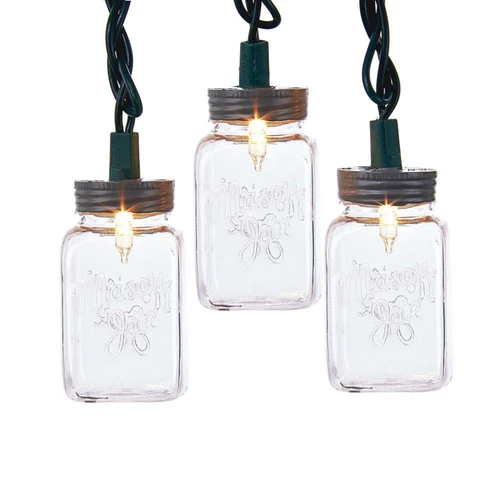 9' UL 10L Clear Mason Jar Light Set