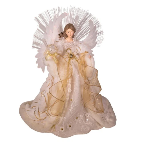 16“ Color Changing LED Fiber-Optic Gold & White Angel Treetop