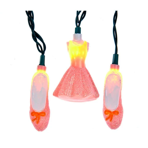 9' UL 10L Glittered Tutu & Ballet Shoes Light Set