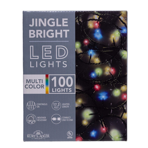 16.5' UL 100L Multicolor LED Green Wire Jingle Bright™ Light Set