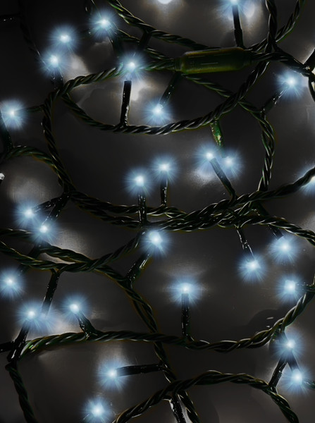 49.8' UL 300L Cool White LED Green Wire Jingle Bright™ Light Set