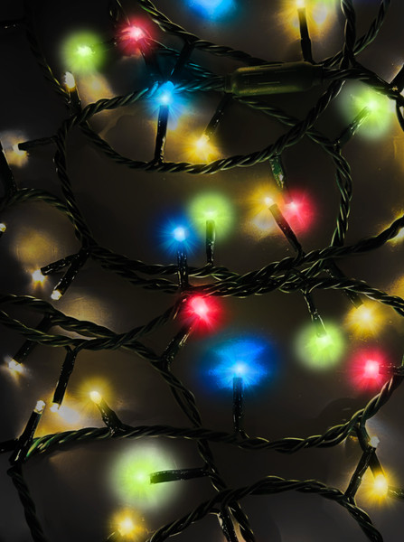49.8' UL 300L Multicolor LED Green Wire Jingle Bright™ Light Set