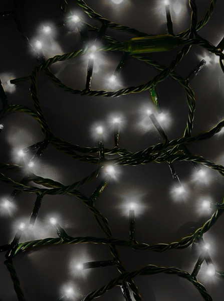 49.8' UL 300L Pure White LED Green Wire Jingle Bright™ Light Set