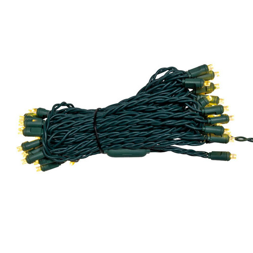 24.5' UL 50-Light Warm White Coaxial LED Bulk Decorator's Light Set With Green Wire