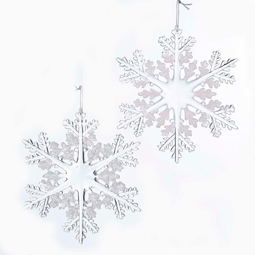 Frosted White and Clear Snowflake Acrylic Ornaments