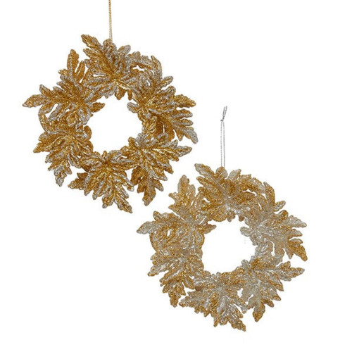 Gold and Silver Wreath Acrylic Ornaments, 2 Assorted