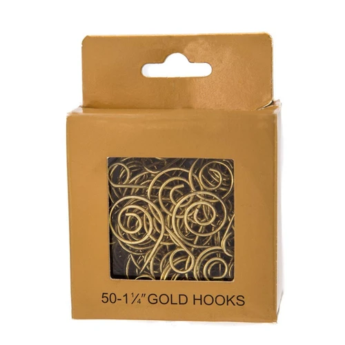 Gold Wire Ornament Hooks, 50-Piece Set