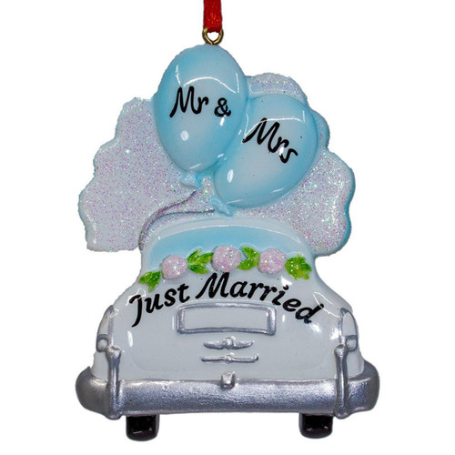 “Mr. and Mrs. Just Married“ Wedding Car Ornament For Personalization