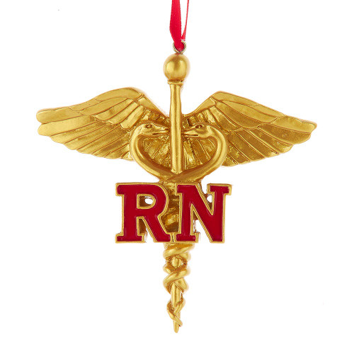 Gold Caduceus Nurse RN Ornament