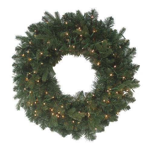 24“ Battery-Operated Pre-Lit Warm White Cluster LED Noble Fir Wreath
