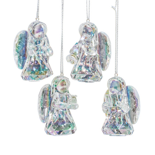 Opalescent Angel Ornaments, 4 Assorted
