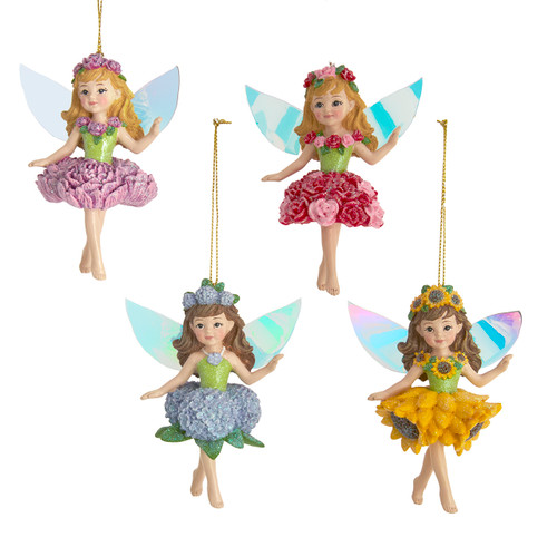 Flower Fairy Ornaments, 4 Assorted