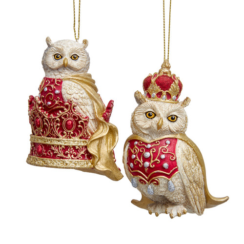 Holiday Diamonds Owl Ornaments, 2 Assorted