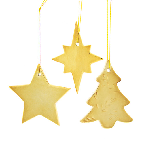 Gold Tree & Stars Ornaments, 3 Assorted