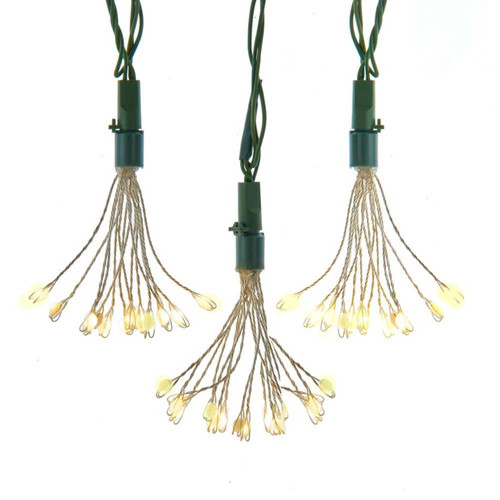 12' 75L Warm White Superbright Twinkle LED Cluster Burst With Green Base