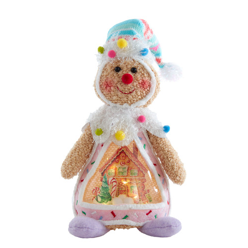 13" Battery Operated Lighted Plush Gingerbread
