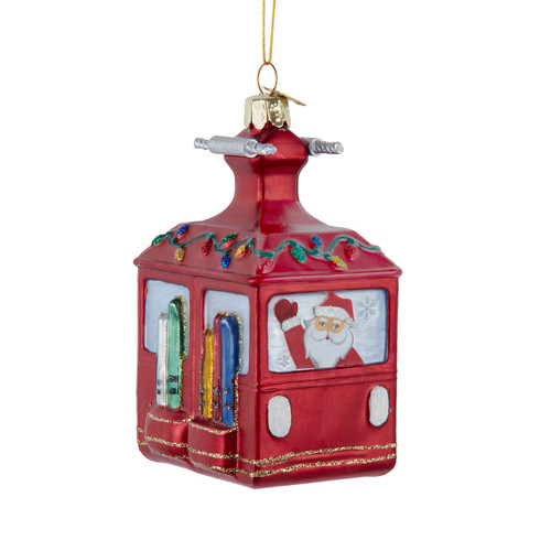 Noble Gems™ Glass Ski Gondola With Santa Ornament