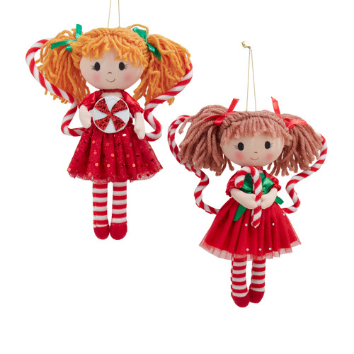 Candy Cane Doll Ornaments, 2 Assorted