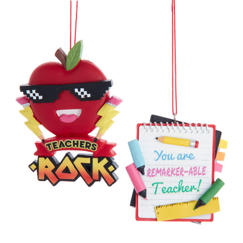 Teacher Ornaments, 2 Assorted