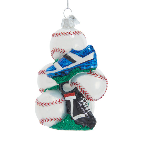 Noble Gems™ Glass Baseball With Shoes Ornament