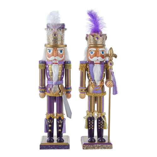 15" Purple & Gold Nutcrackers, 2 Assorted