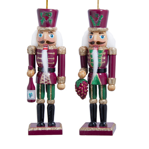 6" Burgundy Wine Nutcracker Ornaments, 2 Assorted