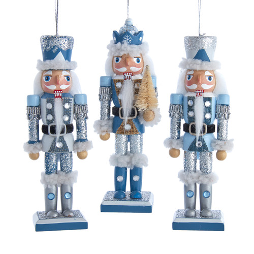 6" Blue Nutcracker Ornaments,  3 Assorted