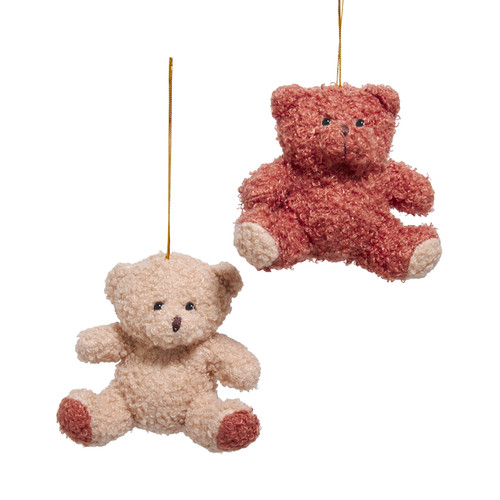 Plush Bear Ornaments, 2 Assorted