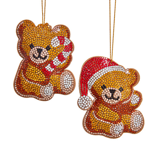Bedazzled Teddy Bear Ornaments, 2 Assorted