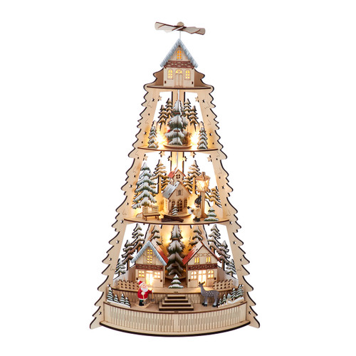 21.25" Battery Operated LED Lighted Half Tower Village Scene & Santa