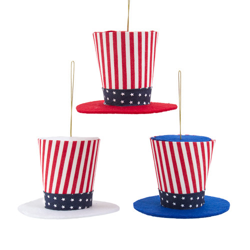 Stars & Stripes Hat Ornaments, 3 Assorted
