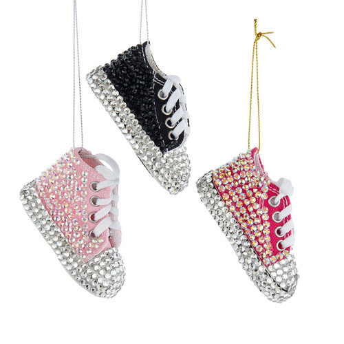 Pink & Black Bedazzled Sneaker Ornaments, 3 Assorted
